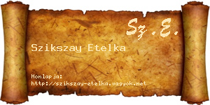 Szikszay Etelka névjegykártya